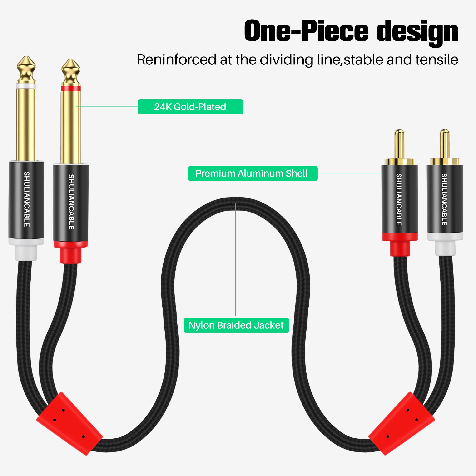 Amazon.co.jp: SHULIANCABLE 1/4 to RCAケーブル、2X6.35mm TS to
